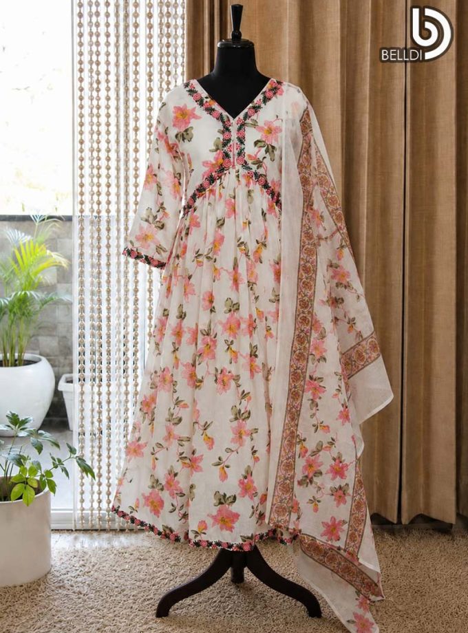 FLORAL PRINTED SALWAR DRESS WITH SHAWL