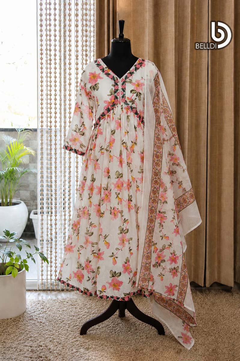 FLORAL PRINTED SALWAR DRESS WITH SHAWL
