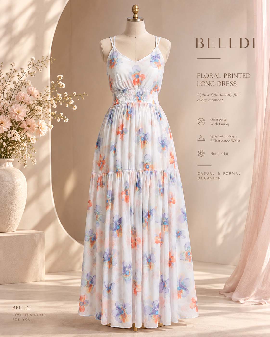 FLORAL PRINTED LONG DRESS - Image 4