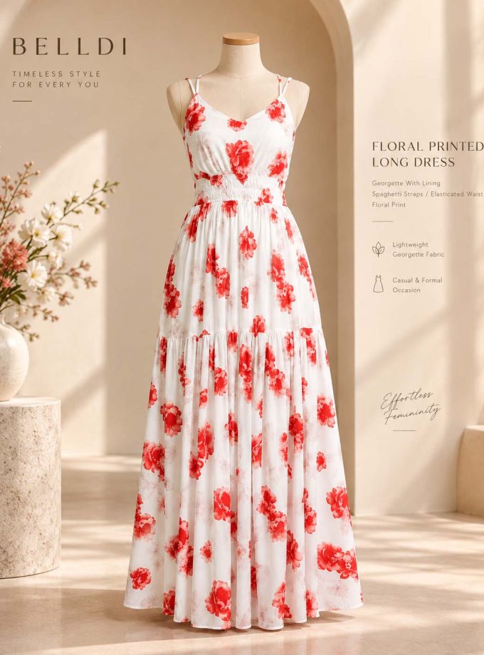 FLORAL PRINTED LONG DRESS