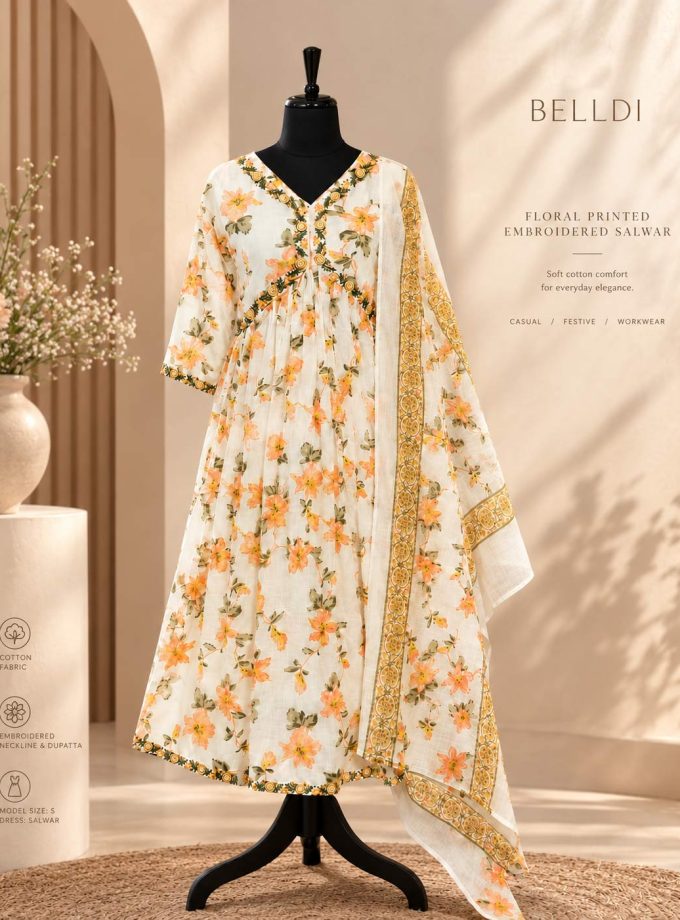 FLORAL PRINTED EMBROIDERED SALWAR