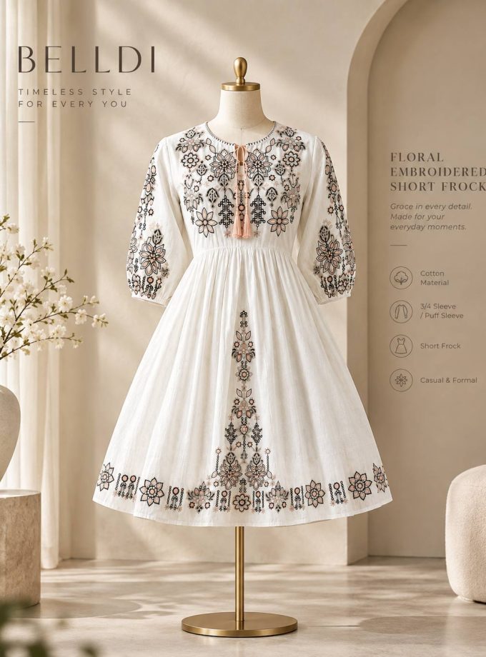 FLORAL EMBROIDERED SHORT FROCK