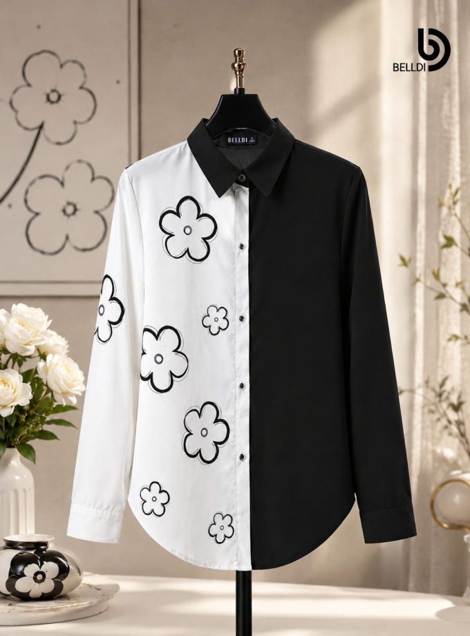 BLACK FLORAL PRINTED LONG SLEEVE BLOUSE
