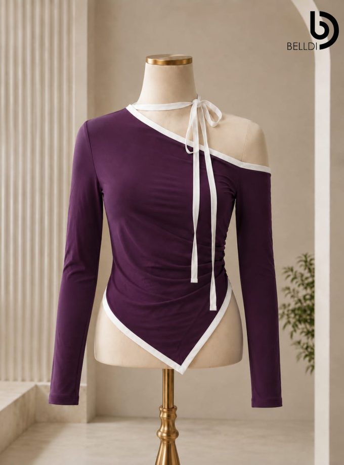 ONE SHOULDER CONTRAST TOP