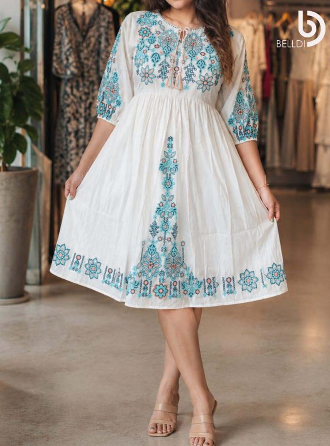 FLORAL EMBROIDERED SHORT FROCK