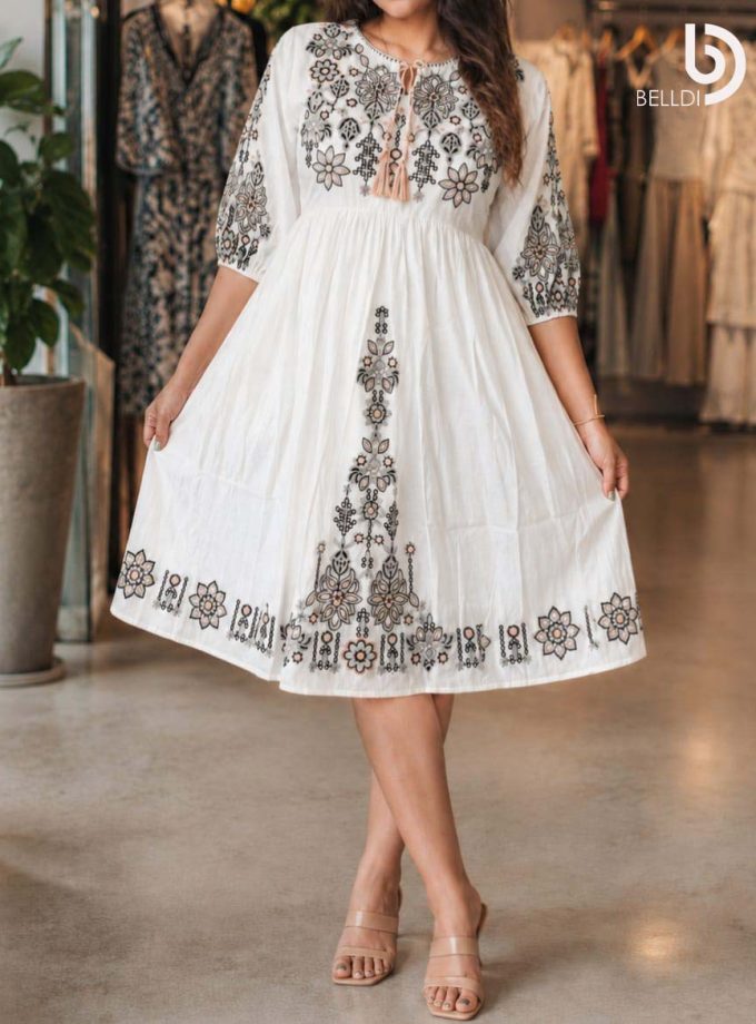 FLORAL EMBROIDERED SHORT FROCK