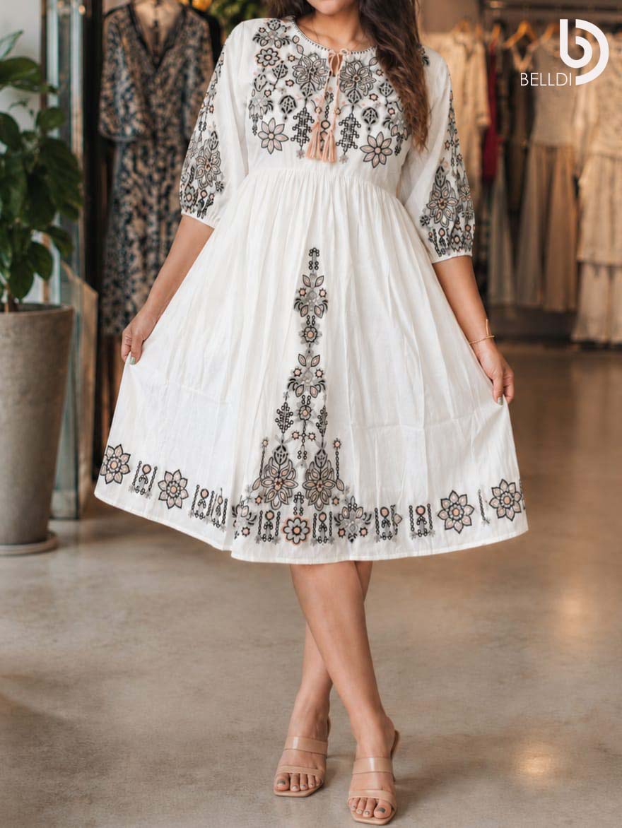 FLORAL EMBROIDERED SHORT FROCK - Image 2