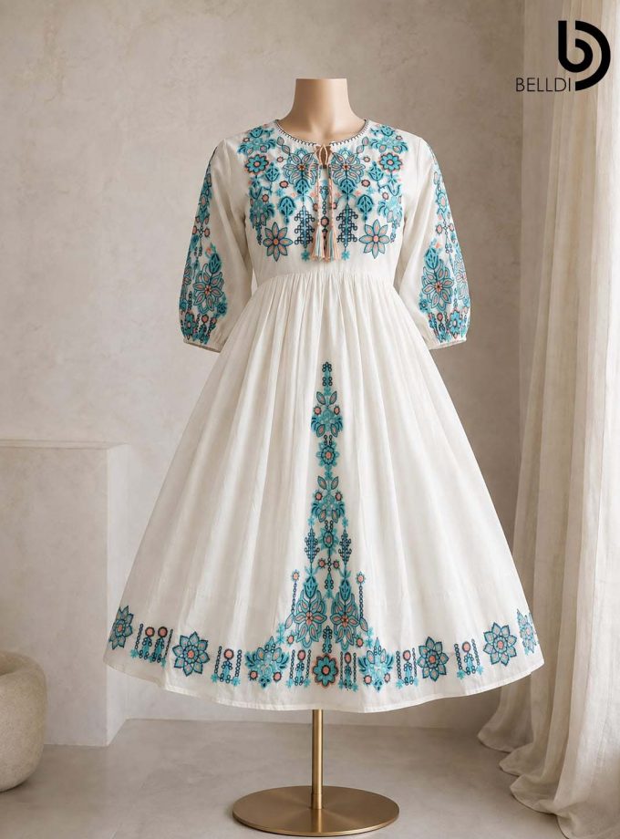 FLORAL EMBROIDERED SHORT FROCK