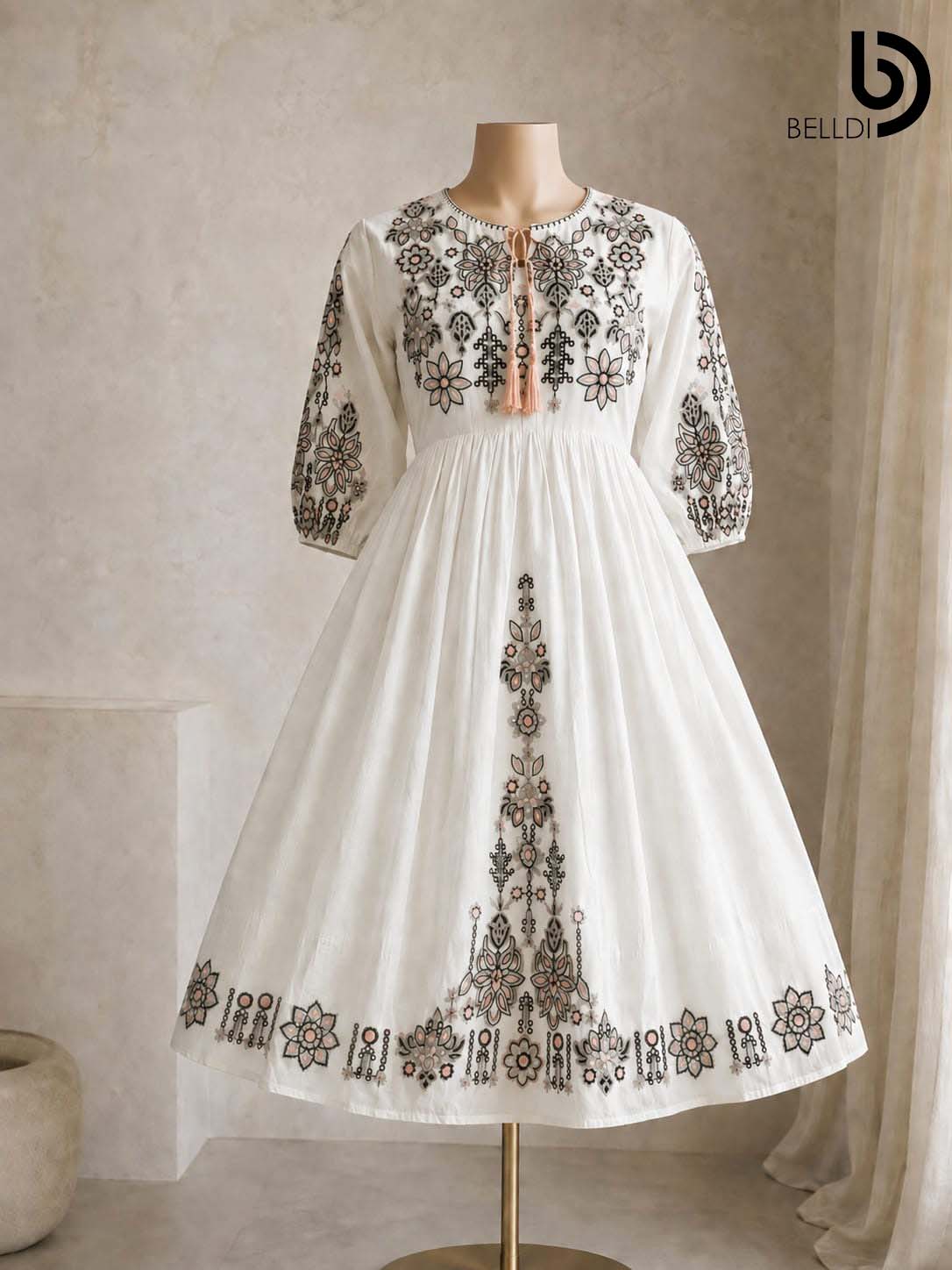 FLORAL EMBROIDERED SHORT FROCK