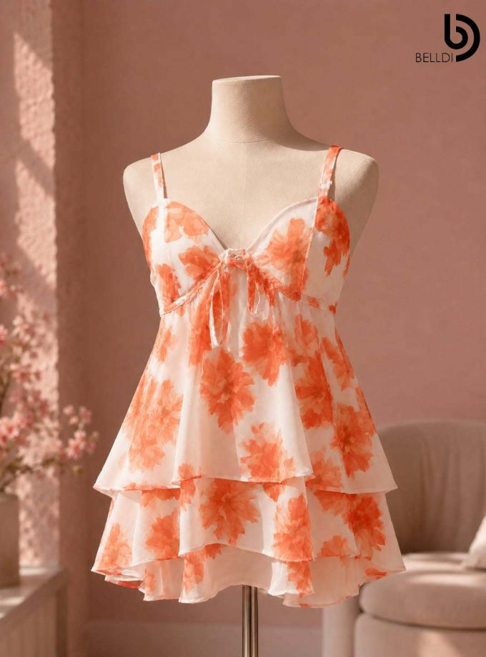 FLORAL LAYERED MINI DRESS