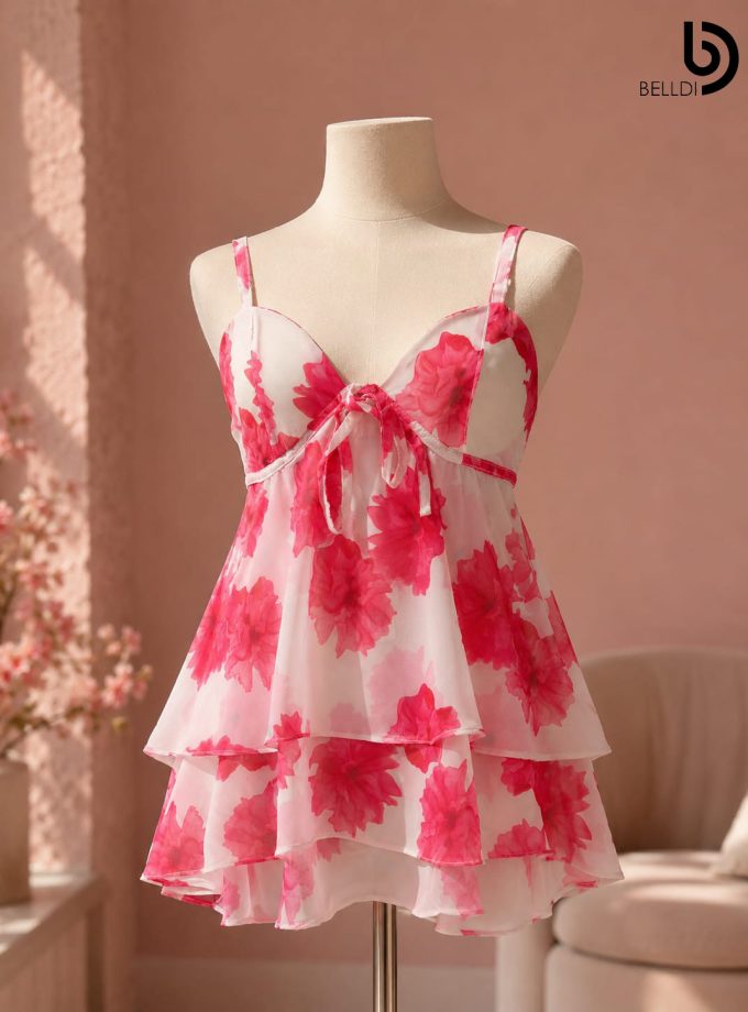 FLORAL LAYERED MINI DRESS