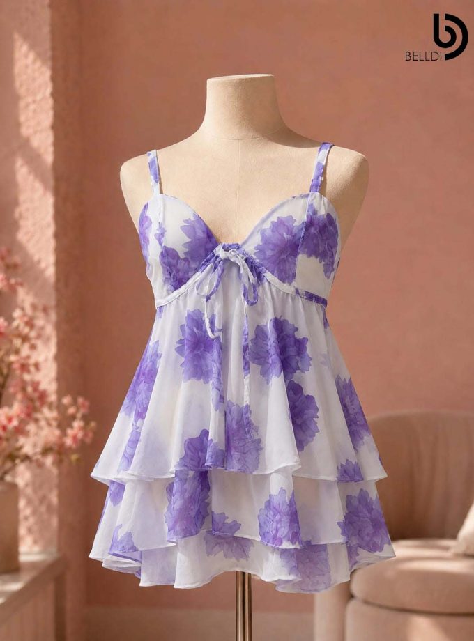 FLORAL LAYERED MINI DRESS