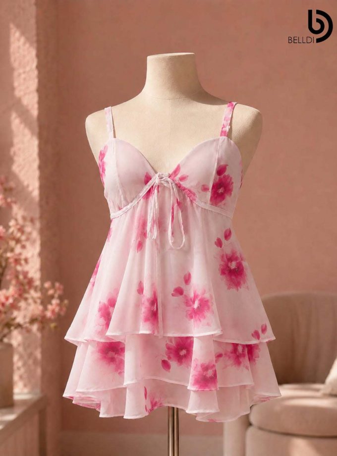 FLORAL LAYERED MINI DRESS