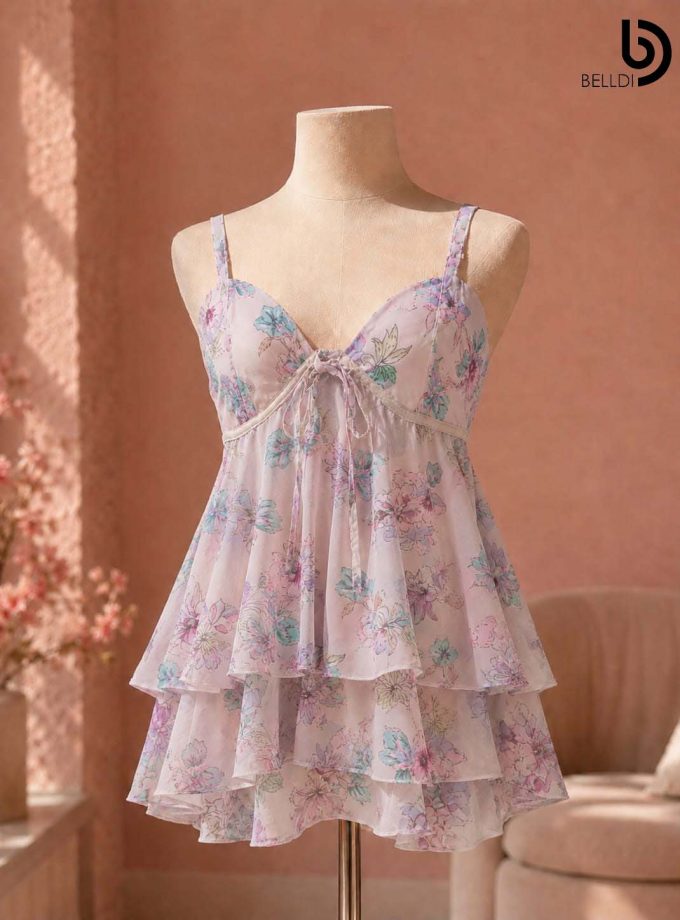 FLORAL LAYERED MINI DRESS