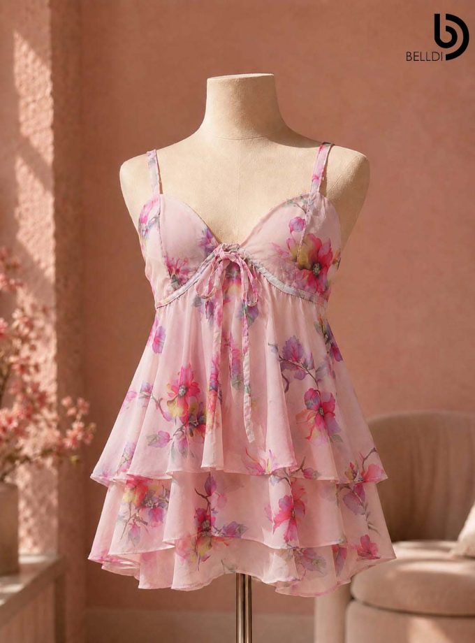 FLORAL LAYERED MINI DRESS