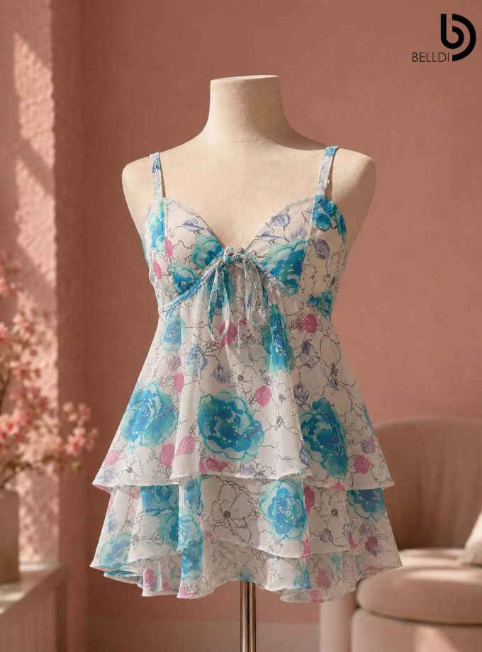 FLORAL LAYERED MINI DRESS