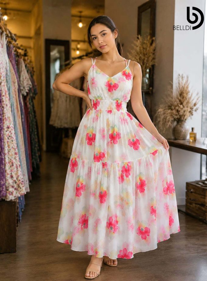 FLORAL PRINTED LONG DRESS
