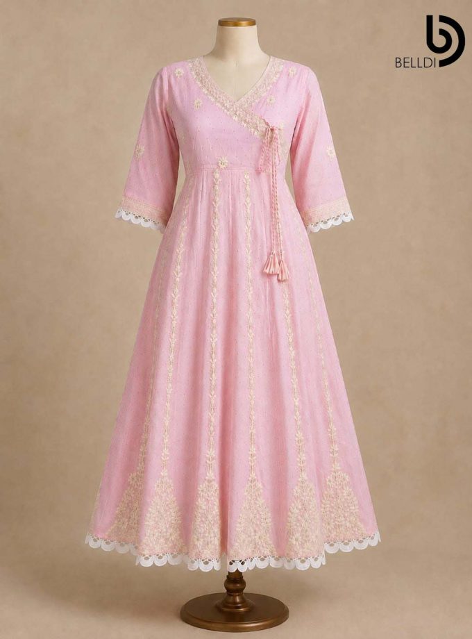 PINK EMBROIDERED WRAP INDIAN FROCK