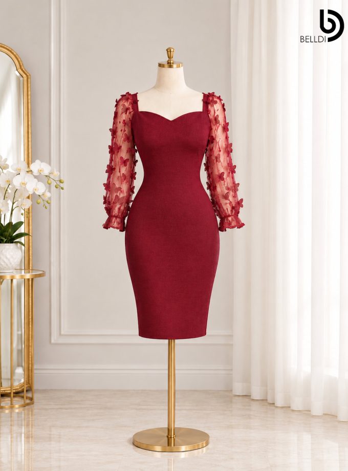 BUTTERFLY SLEEVE SHORT DRESS