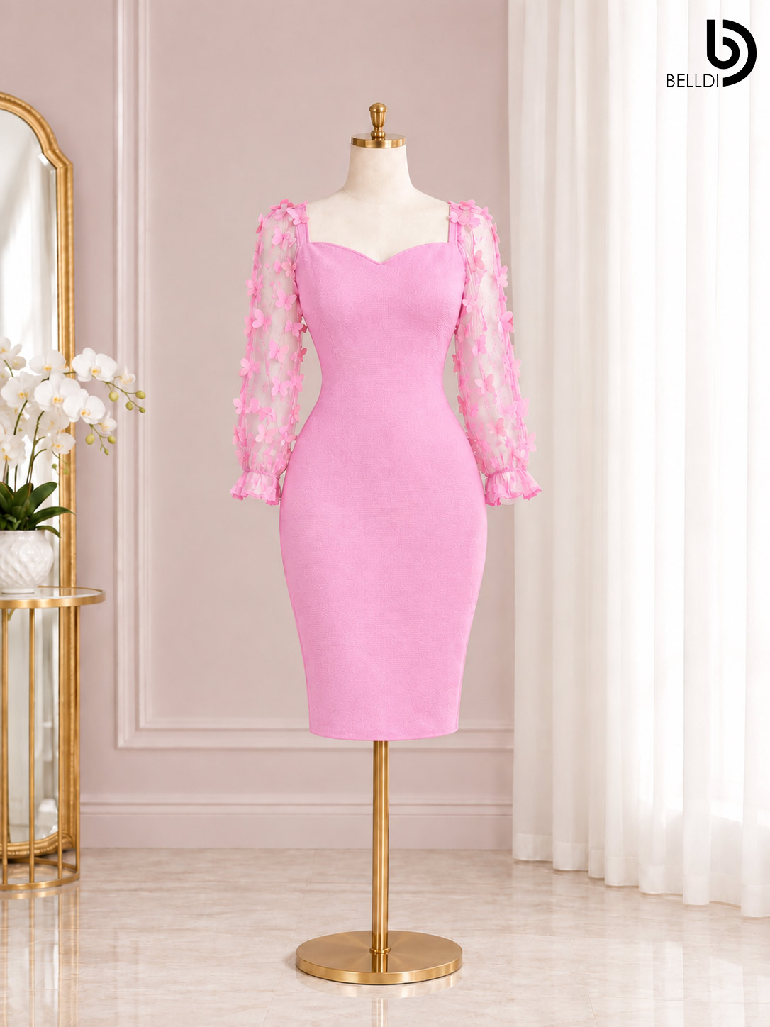 BUTTERFLY SLEEVE SHORT DRESS
