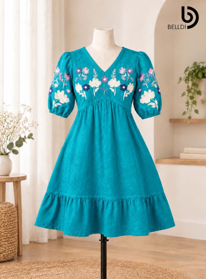FLORAL EMBROIDERED SHORT FROCK