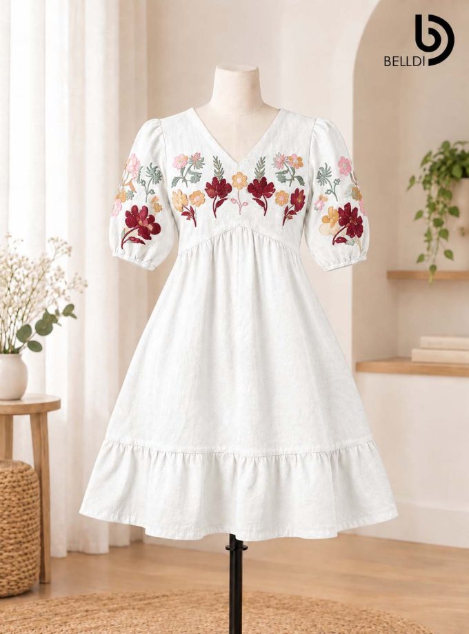 FLORAL EMBROIDERED SHORT FROCK
