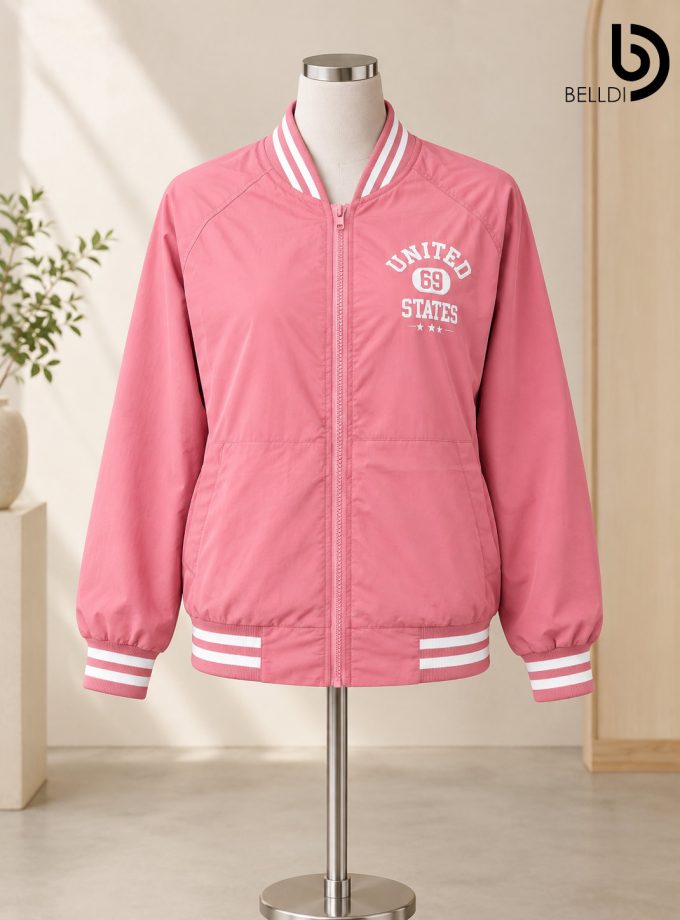 STRIPE ZIP FRONT BOMBER JACKET