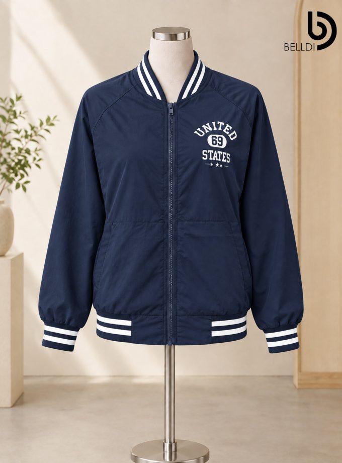 STRIPE ZIP FRONT BOMBER JACKET