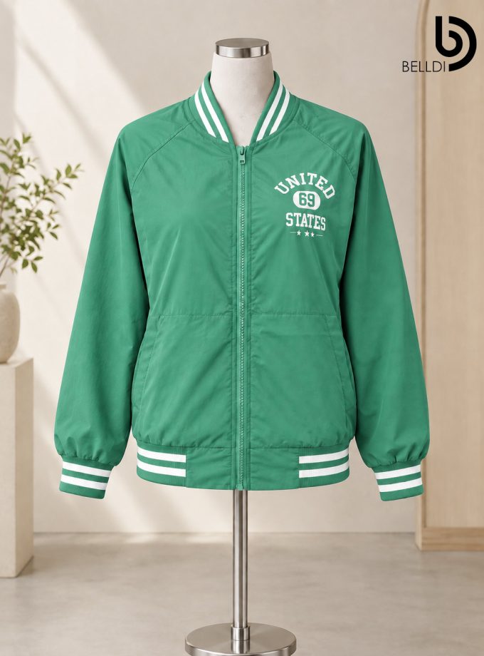 STRIPE ZIP FRONT BOMBER JACKET