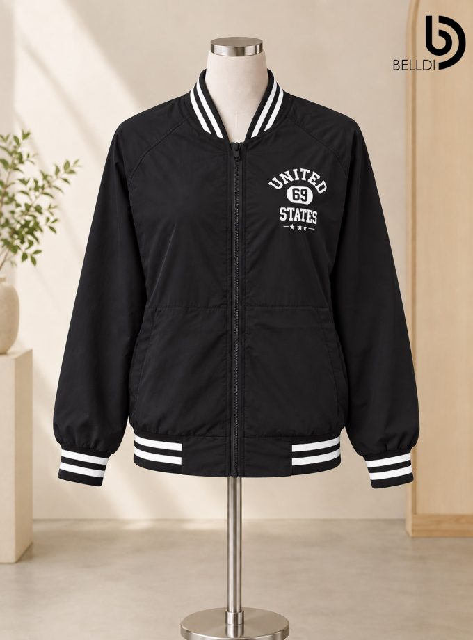 STRIPE ZIP FRONT BOMBER JACKET