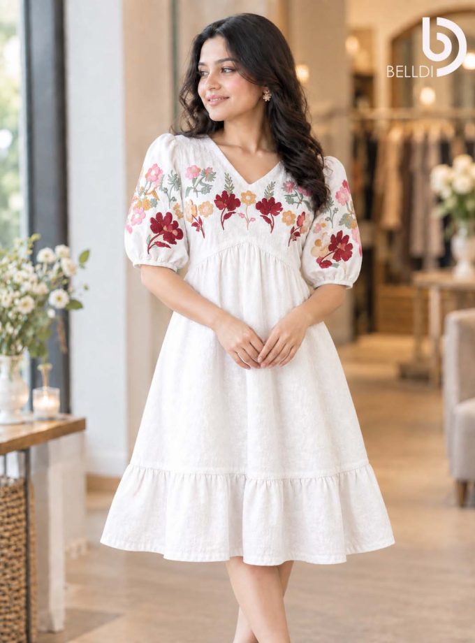 FLORAL EMBROIDERED SHORT FROCK