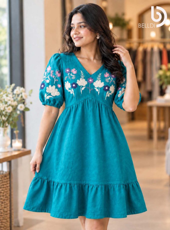 FLORAL EMBROIDERED SHORT FROCK