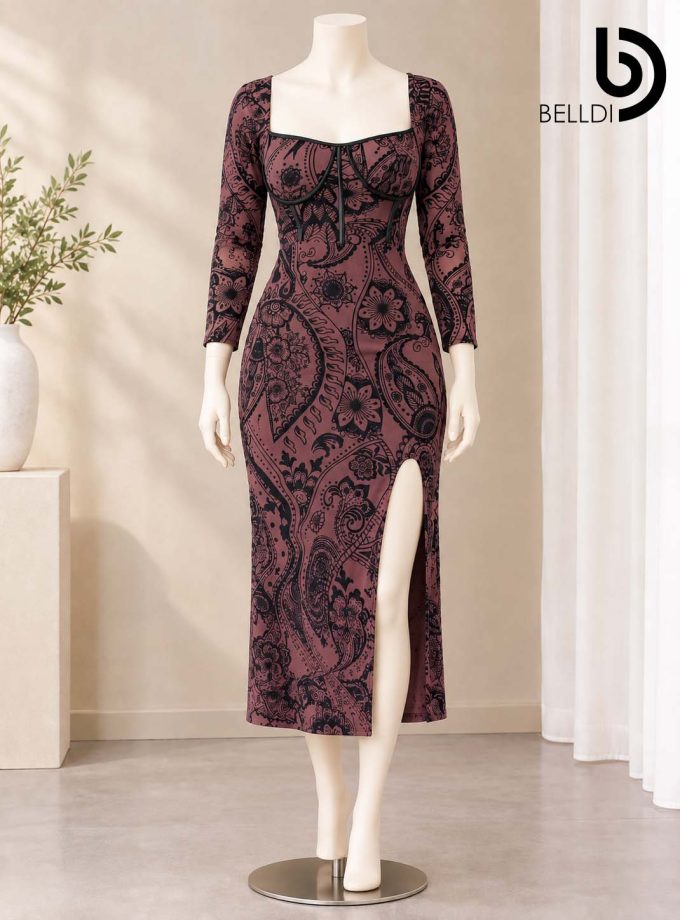 PAISLEY PRINT BODYCON DRESS