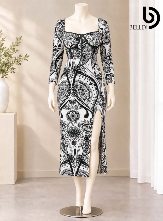 PAISLEY PRINT BODYCON DRESS