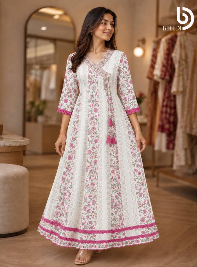 PINK BLOSSOM FLARED INDIAN FROCK