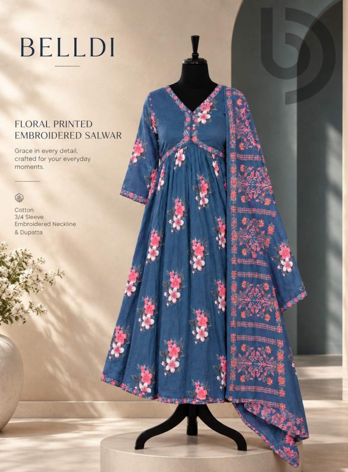 FLORAL PRINTED EMBROIDERED SALWAR