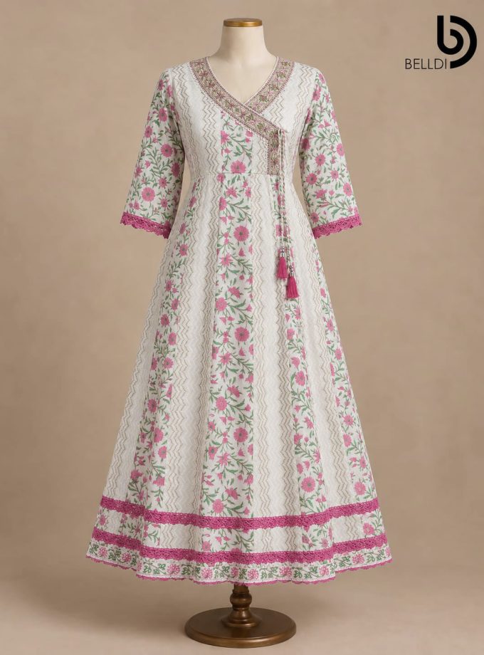 PINK BLOSSOM FLARED INDIAN FROCK