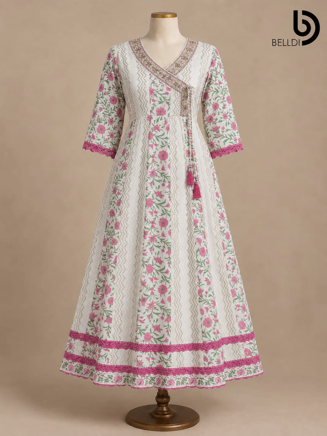 PINK BLOSSOM FLARED INDIAN FROCK