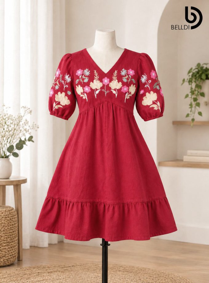 FLORAL EMBROIDERED SHORT FROCK