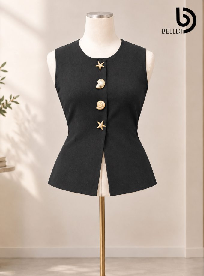 SLEEVELESS BUTTON FRONT TOP