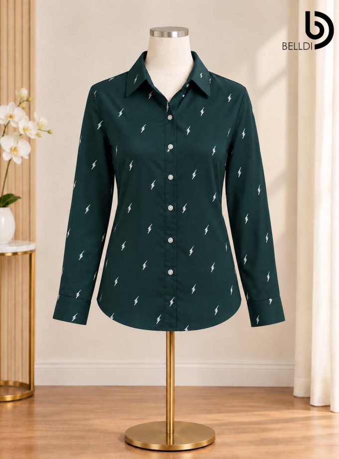LIGHTNING PRINT BUTTON-DOWN BLOUSE