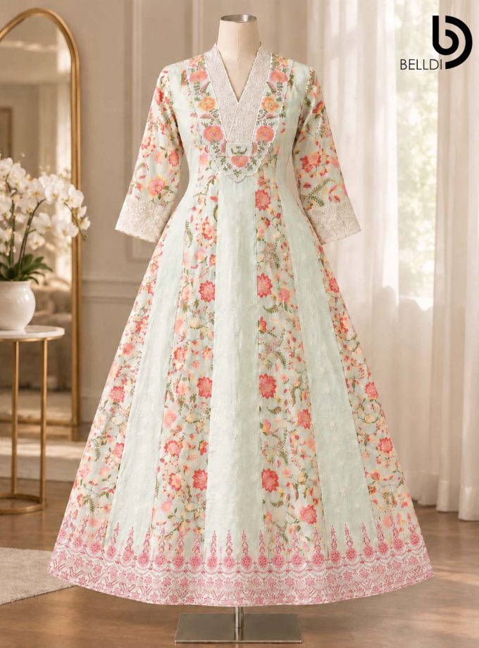MINT FLORAL ANARKALI MAXI FROCK