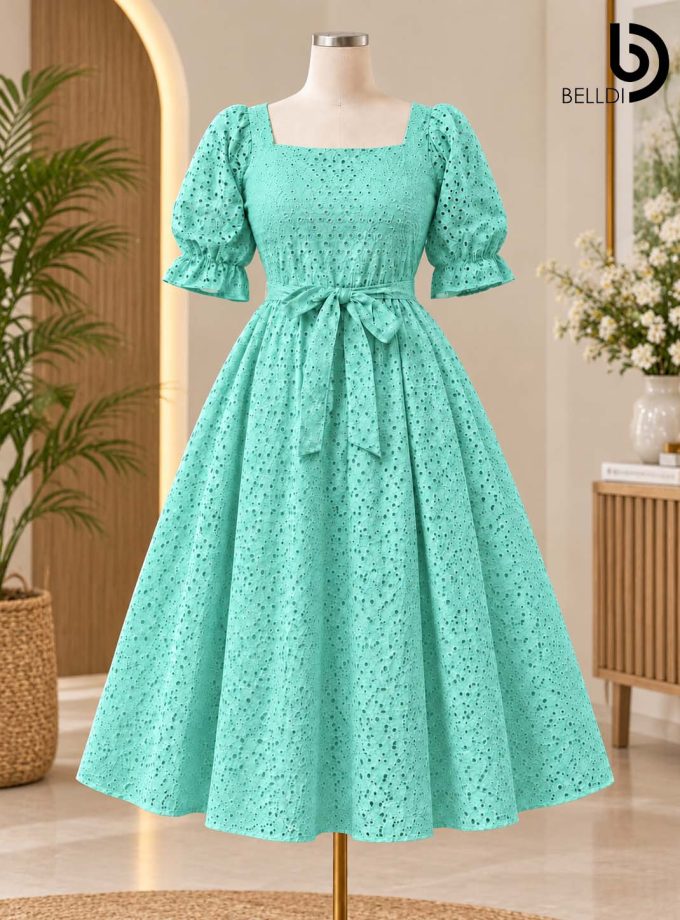 ELARA EYELET SHORT DRESS