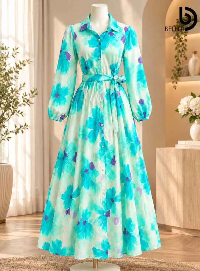 AQUA BLOOM MAXI DRESS