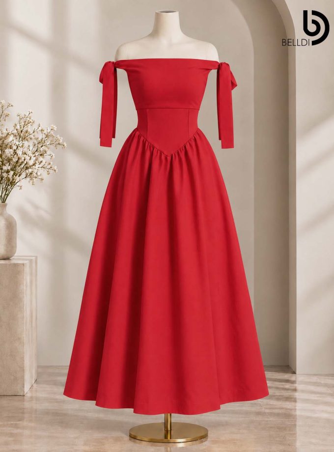 ROYAL TIE-STRAP MAXI DRESS