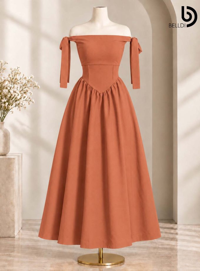 ROYAL TIE-STRAP MAXI DRESS