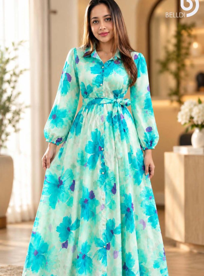 AQUA BLOOM MAXI DRESS