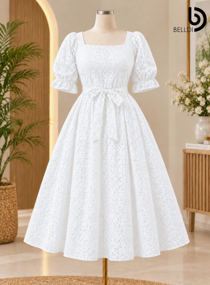ELARA EYELET SHORT DRESS