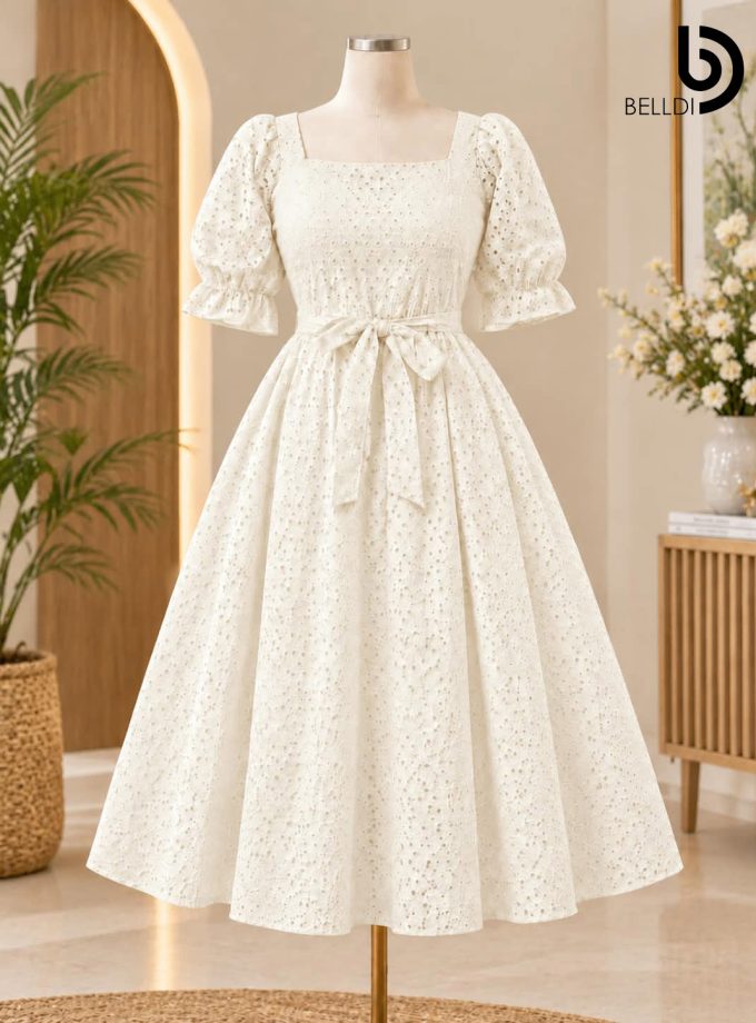 ELARA EYELET SHORT DRESS