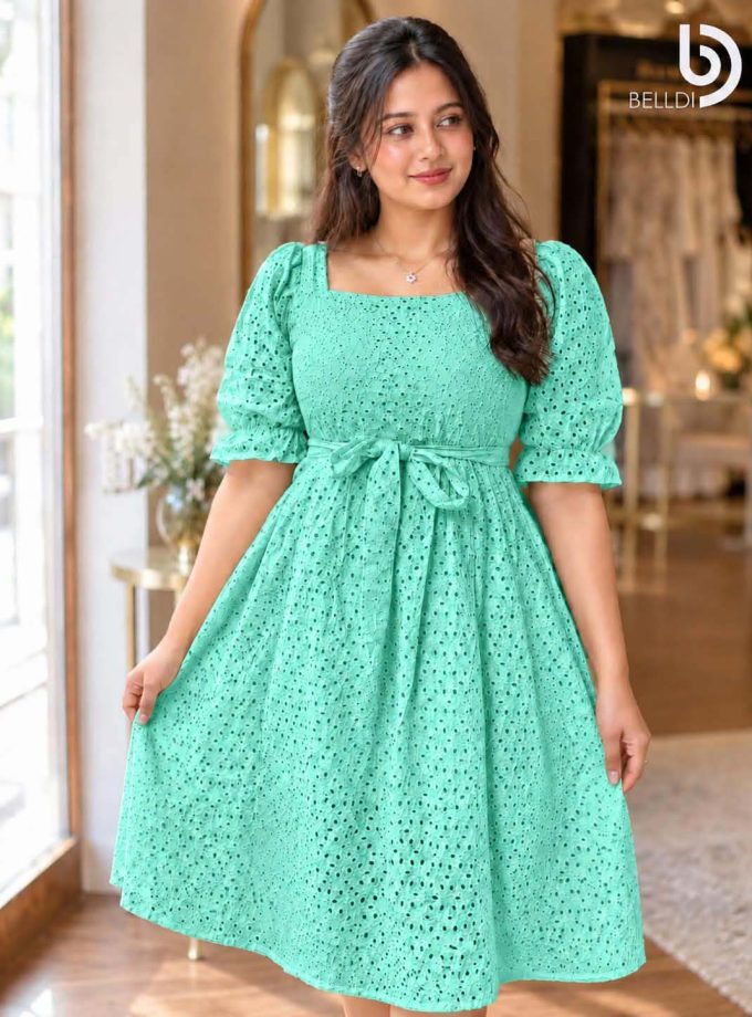 ELARA EYELET SHORT DRESS